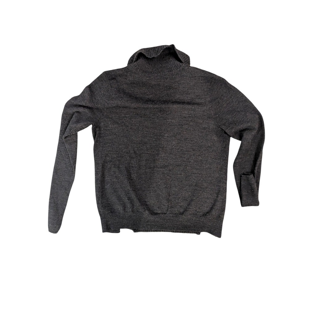 Tahari Sweater Womens L‎ Charcoal Grey Extrafine Merino Wool Turtleneck Knit Top